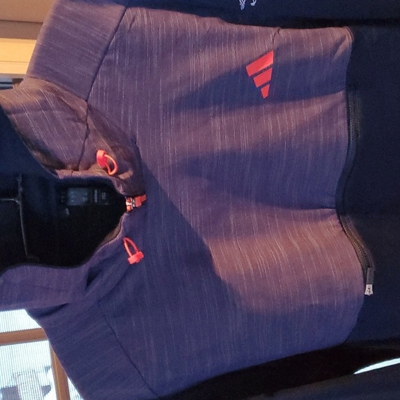 Adidas Textured Anorak Blue 2-Toned Cinched Sz. L Hoodie - Picture 5 of 16